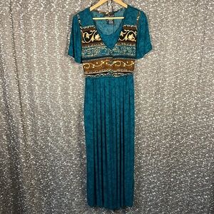 Vintage Carole Little Women’s Unique Vest Top Long Earthtone Maxi Dress